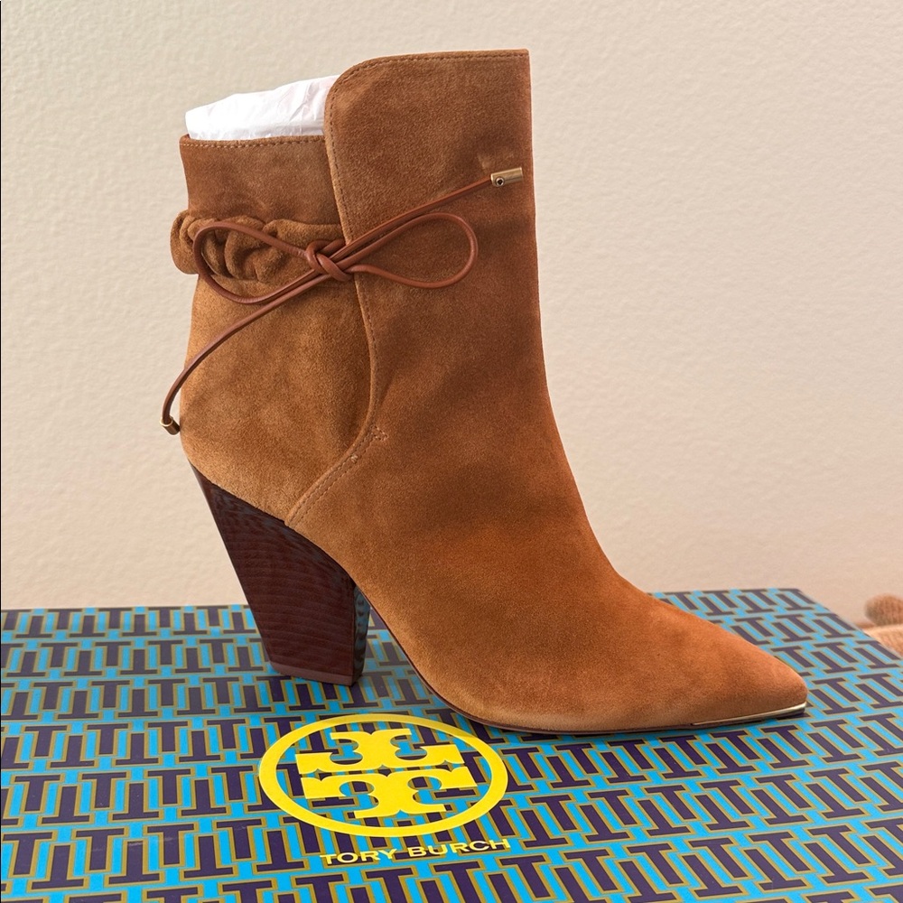 Tory Burch Lila Brown Suede Scrunch Bootie